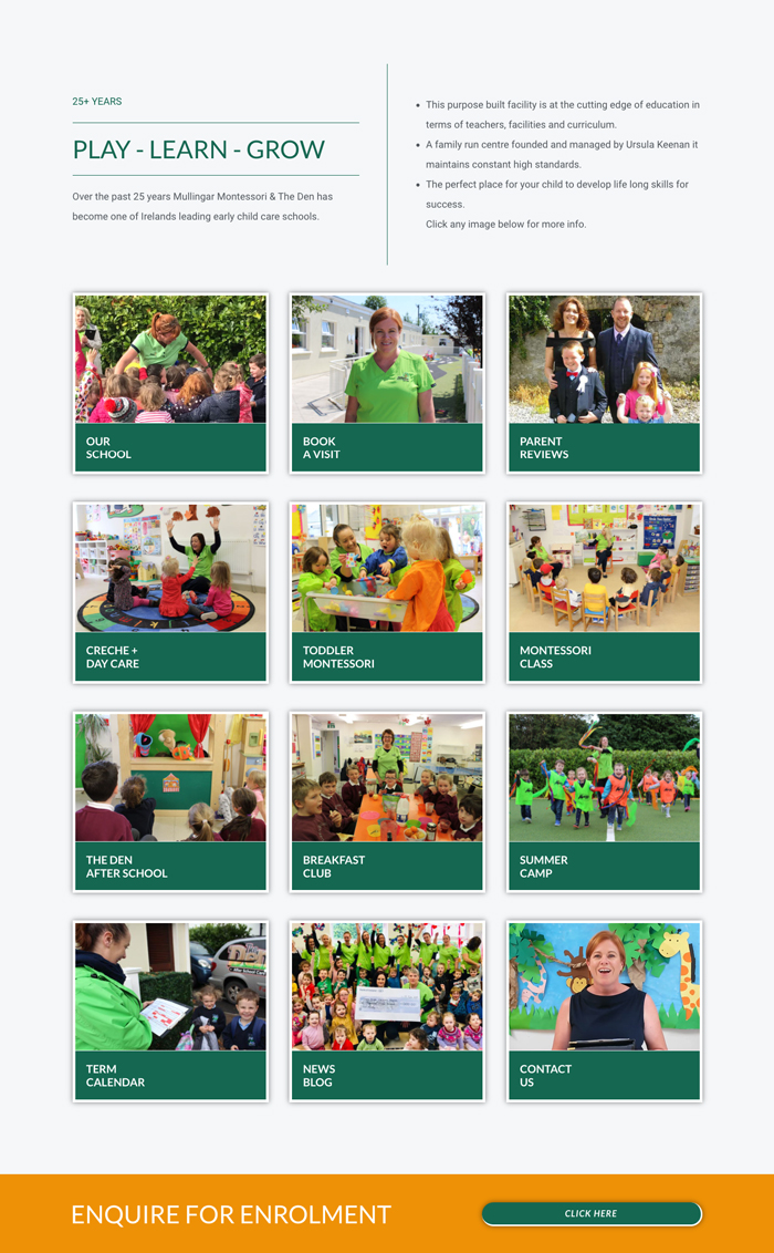 Montessori School Website Browse Section