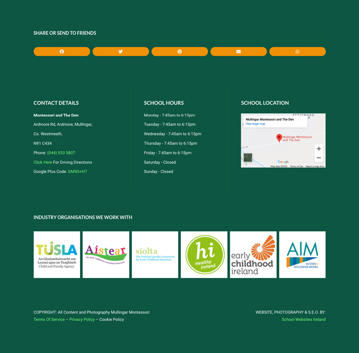 Montessori School Website Footer Section